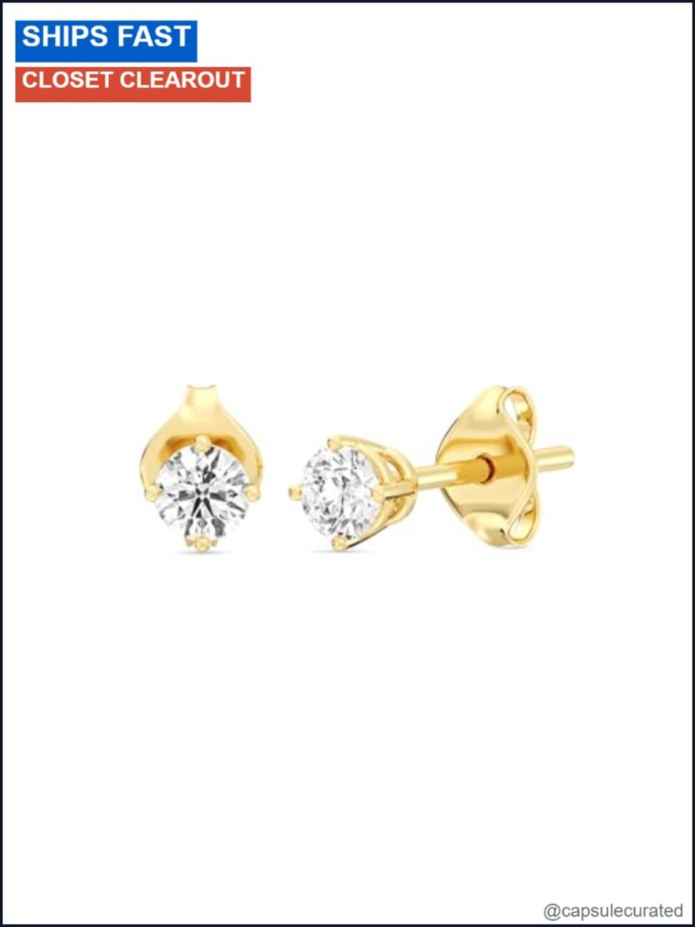 Lab-Grown Diamond Stud Earrings 10KT White Gold 10KT Yellow Gold Hypoallergenic